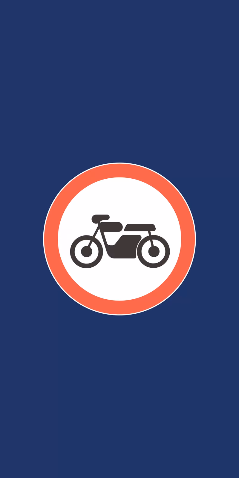 A motorcycle road sign sways in a seamless loop.