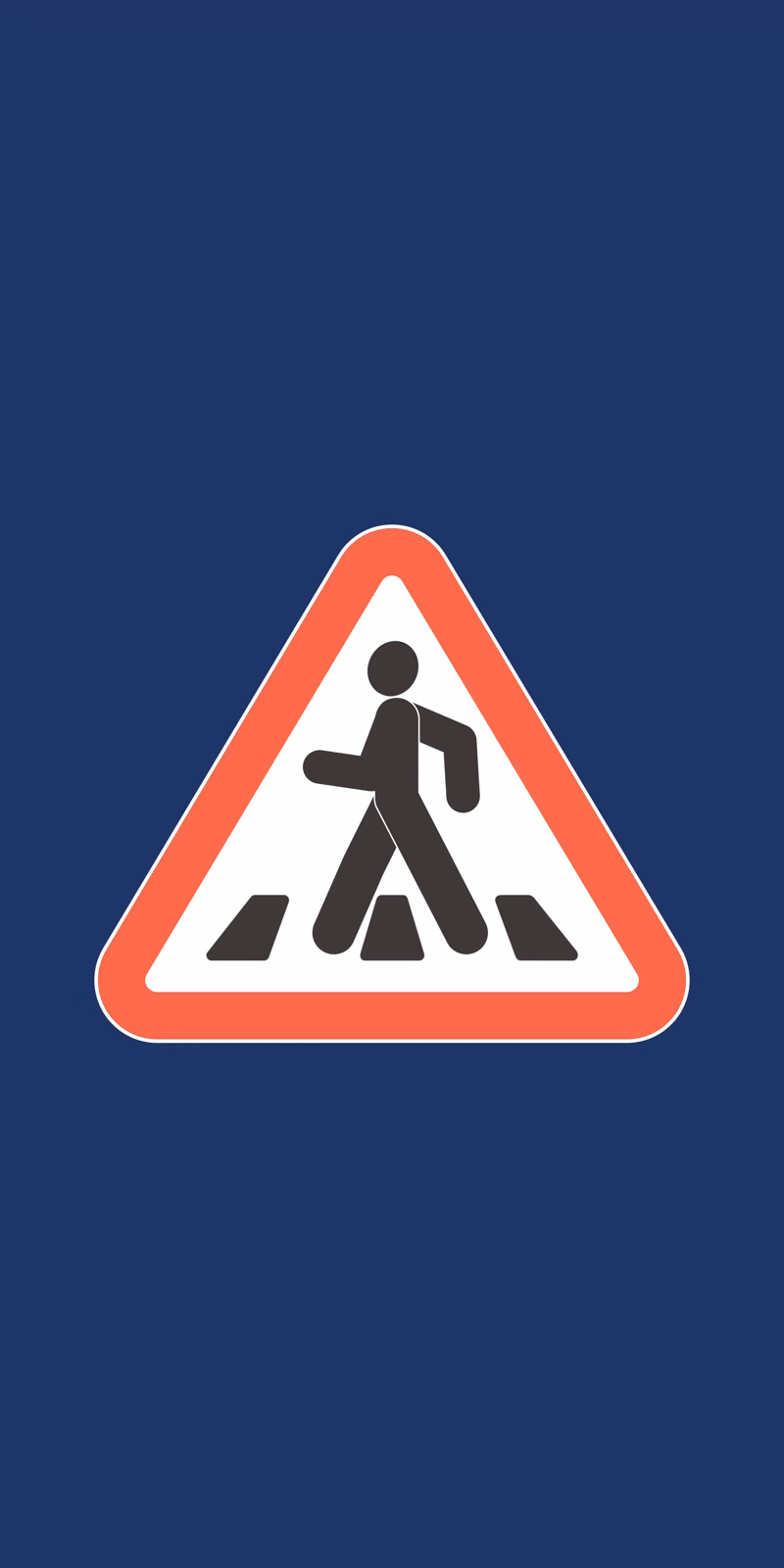 An inverted pedestrian road sign sways in a seamless loop.