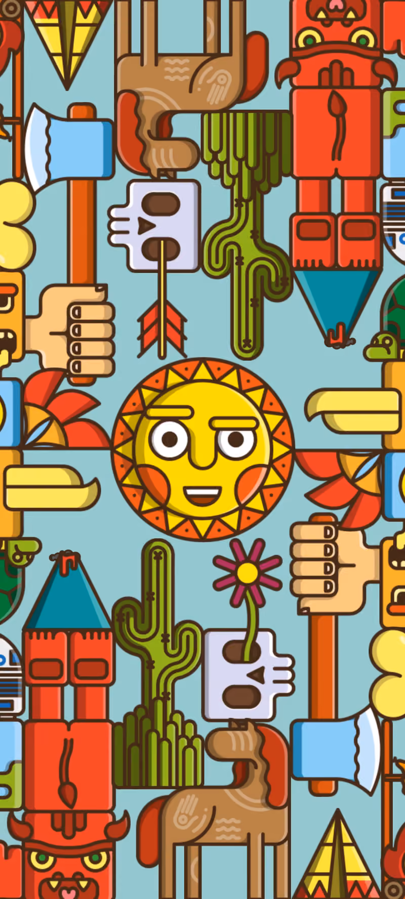 A hypnotic totem pattern shifts in a seamless loop.