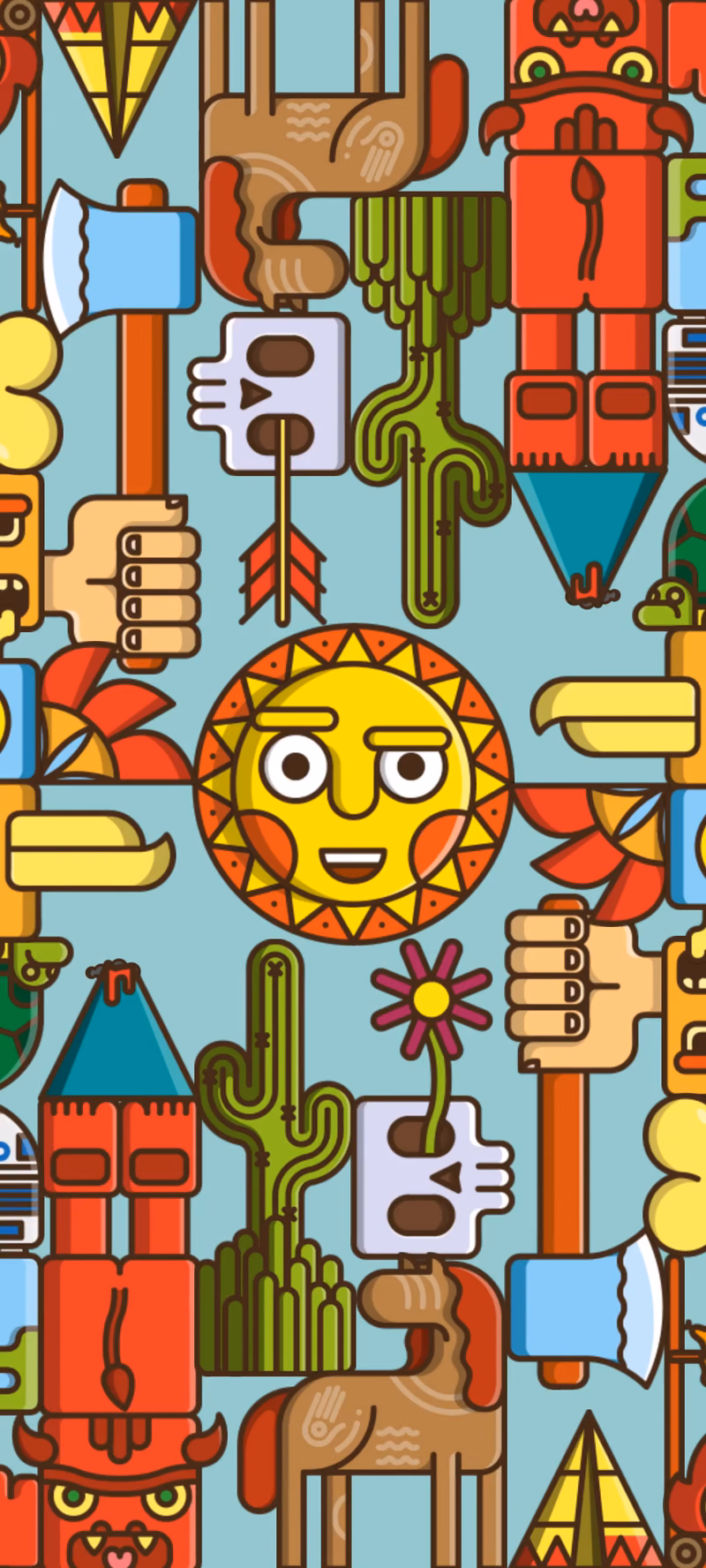 A hypnotic totem pattern shifts in a seamless loop.